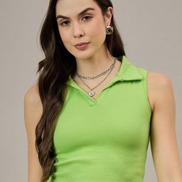 R.Code by The Roadster Life Co. Women Ribbed Fitted Crop Top-picture-0