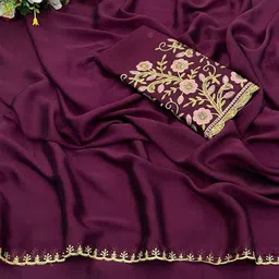 K 5 Fashion Embroidered Pure Chiffon Saree-picture-17