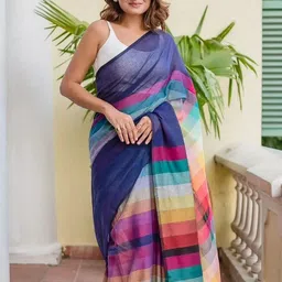 priyashi Striped Chanderi Saree With Blouse Piece image 5