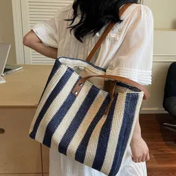 KPOP Striped Shopper Tote Bag image 2