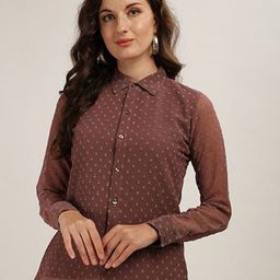 CORSICA Women Cuffed Sleeves Georgette Shirt Style Top-picture-36