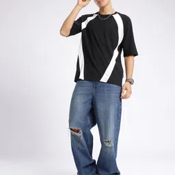 glitchez Colourblocked Raglan Sleeves Relaxed Fit T-shirt image 5