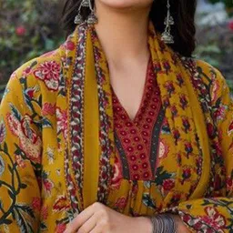 Manvik fashion Women Floral Printed Pure Cotton Kurta with Palazzos & With Dupatta image 5