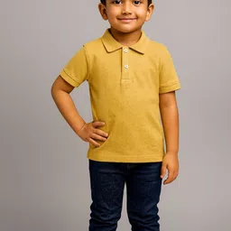 YK Boys Yellow Cotton Solid Tshirts image 3