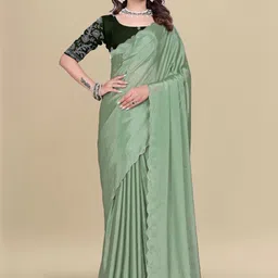 Zenophily Scallop Border Pure Chiffon Saree-picture-16