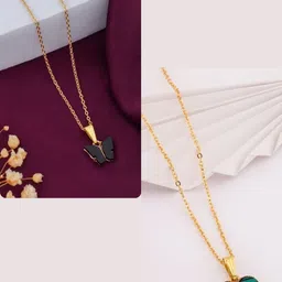 SZN Set Of 2 Gold-Plated Heart Shaped Pendants With Chains-picture-30