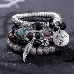 DressBerry Set Of 4 Artificial Beaded Charm Bracelet image 5