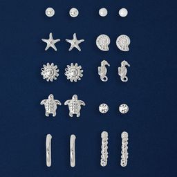 Accessorize Set Of 10 Crystals Studded Contemporary Shaped Studs-picture-22