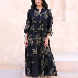 Sencei Women Ethnic Motifs Printed Maxi Dress-picture-16