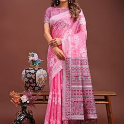 LeeliPeeri Designer Ethnic Motifs Woven Design Zari Saree with Blouse Piece-picture-43