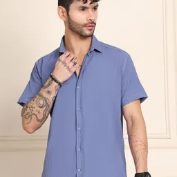 Metronaut Spread Collar Regular Fit Sheer Cotton Shirt-image-11