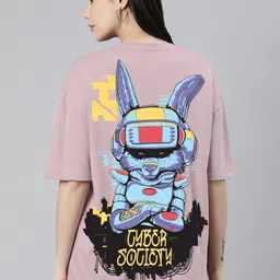 Huetrap Women Printed Drop-Shoulder Sleeves Boxy T-shirt-picture-16