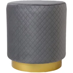 Shadowkart 2Pc Grey Wooden Mudda Pouffe Ottoman image 2