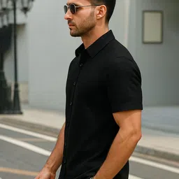 Metronaut Men Classic Fit Textured Spread Collar Casual Shirt image 3