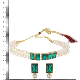 Jazz and Sizzle Gold-Plated Stone-Studded & Beaded Jewellery Set image 4