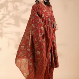 vbuyz KALINI Floral Printed Empire Pure Cotton A-Line Kurta With Palazzos & Dupatta image 5