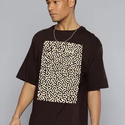 Moda Rapido Men Abstract Printed Round Neck Cotton Relaxed Fit T-shirt image 3