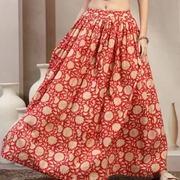SUNEKH Self Designed Cotton Flared Maxi Skirts-image-57