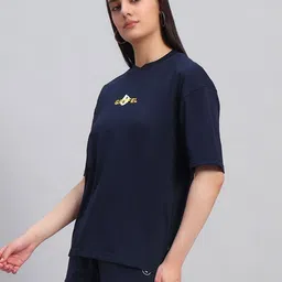 GRIFFEL Women Printed Drop-Shoulder Sleeves Ultralite T-shirt image 5