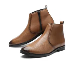 KRAASA Men Round Toe Platform Heel Chelsea Boots-picture-13