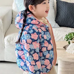 Babymoon Kids Floral Printed Hooded Lightweight Outdoor Jacket image 3