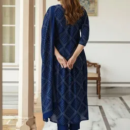 KALINI Women Printed Regular Kurta with Trousers & With Dupatta image 2