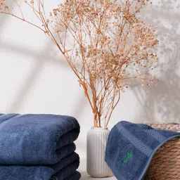 Feather & Spun Midnight Indigo Lavender Fragrance Antimicrobial Bamboo Cotton Bath Towel image 2