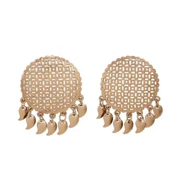 Fida Gold-Plated Circular Shaped Drop Earrings image 2