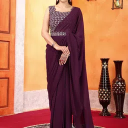 PATLANI STYLE Embroidered Pure Georgette Ready to Wear Saree image 4