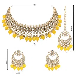 I Jewels Kundan Studded & Pearls Beaded Jewellery Set image 2