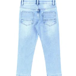 UNDER FOURTEEN ONLY Boys Slim Fit Mid-Rise Low Distress Light Fade Cotton Jeans image 3
