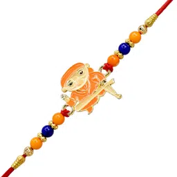 MEIRA JEWELLERY 3P Religious Hanumanji and Sai Baba Combo Rakhi for brothers kids Gold image 5