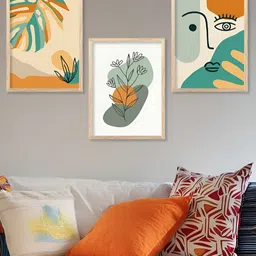 Kotart Brown & White 3 Pieces Wooden Abstract Wall Arts image 2