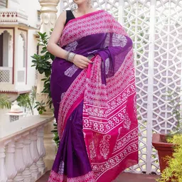 Pinkcity Trade World Purple Pure Cotton Solid Sarees-image-0