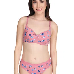 Liigne Women Pack Of 2 Printed Padded Bra Pure Cotton Lingerie Set image 4