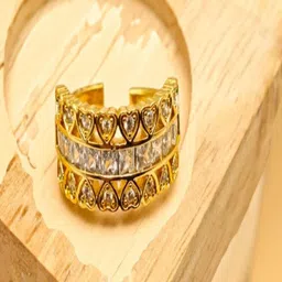 SAPRAA TRENDS Gold-Plated American Diamond-Studded Finger Ring-picture-32