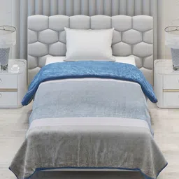 Monte Carlo Grey & Blue Heavy Winter Single Bed Blanket 1051 GSM image 5