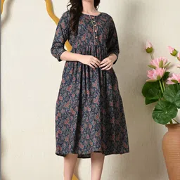 SILAKIVA Print Empire Midi Dress image 5