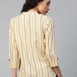 OH MI DIOS Striped Mandarin Collar Shirt Style Top image 4