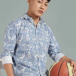 7TH LEGION Smart Floral Printed Spread Collar Casual Shirt-image-36