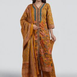SZN Women Printed Pure Cotton Kurta Sets With Dupatta-picture-1