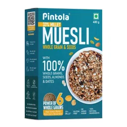 Pintola Wholegrain & Seeds Muesli with 33% Millet, Cereals for Breakfast with 26% Nuts, Seeds & Dates, No Preservatives, Rich in Dietary Fibre & Protein, Cholesterol & Gluten Free, No Added Sugar-picture-32