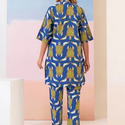 MANVAAR JAIPUR Printed Pure Cotton Round Neck Tunic & Trouser image 4