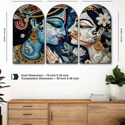 Myntra Elegant Homes Multicoloured Set of 3 Piece MDF Religious Wall Paintings image 2