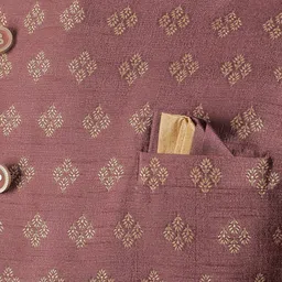 Manish Creations Woven Design Mandarin Collar Straight Kurta with Churidar & Nehru jacket image 2