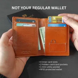 men mania Men Trendy, Formal, Travel, Casual, Evening/Party, Ethnic Tan Genuine Leather RFID Card Holder image 3