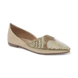 SIRDENILL Women Textured Pointed Toe Slip-On Mojaris with Rhinestone image 3