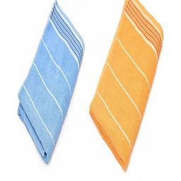 Myntra Elegant Homes Pack of 2 Blue & Orange Striped 500 GSM Towel Set-picture-6