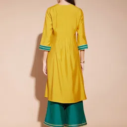 Pink Fort Colourblocked A-Line Kurta with Palazzos image 5