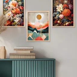 Kotart Blue & White 3 Pieces Wooden Floral and Botanical Wall Arts image 4